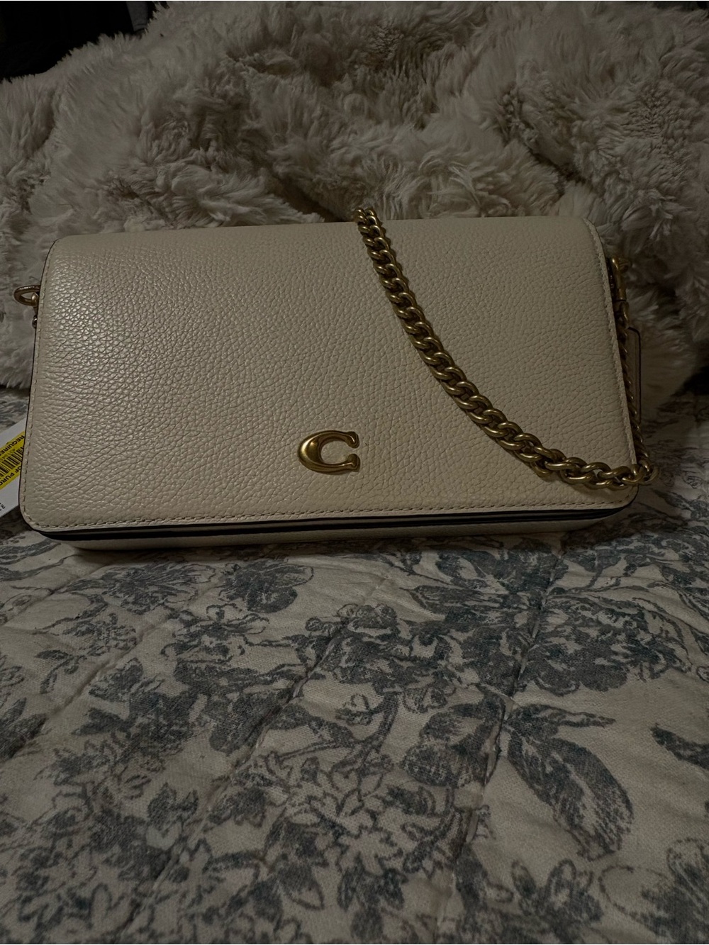 Coach Cream Pebbled Leather Chain Crossbody